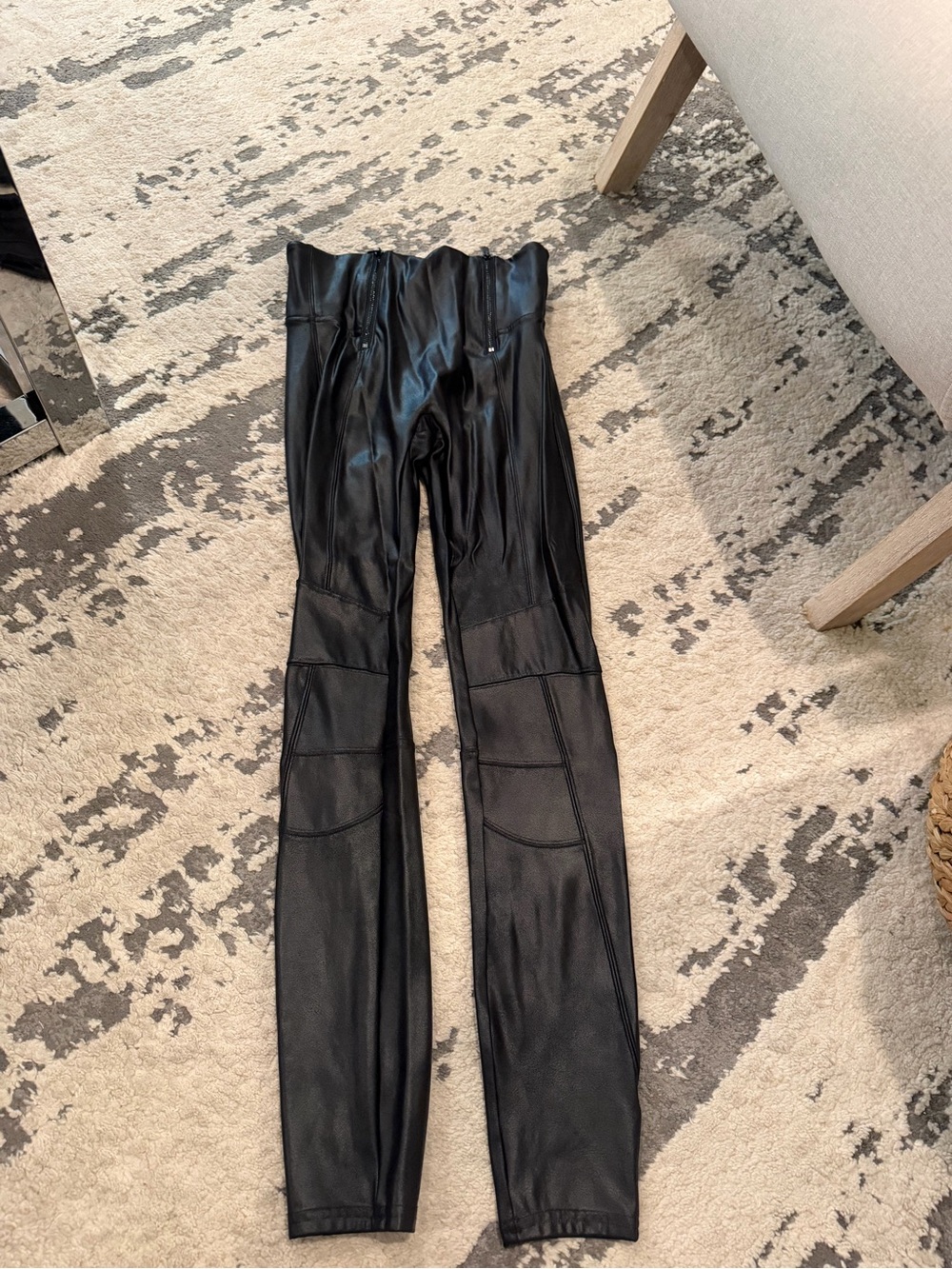 SPANX Black Faux Leather Panel Leggings